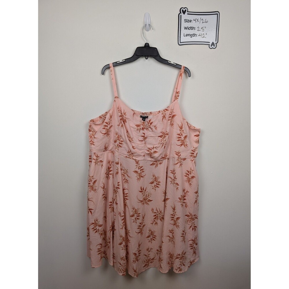 Torrid Babydoll Dress 4 4X Pink Wash Challis Skater Floral w/ Pockets